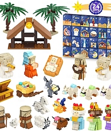 preiswerte -Weihnachtskrippen-Adventskalender 2025, Bausteine, 24-Tage-Spaßspielzeug für Jungen und Mädchen, Weihnachts-Countdown-Kalender, Geschenke für Kinder, Teenager und Erwachsene, christliche Szene,