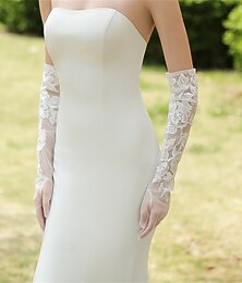 abordables -Tulle Longueur au coude Gant Élégant / Soirée / Soir / Simple Avec Couleur unie Gants de Mariage / Fête