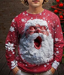 ieftine -Crăciun Băieți 3D Mos Craciun Fulg zăpadă Tricou Manșon Lung Primăvară Toamnă Modă De Bază Copii 4-12 ani Stil Nautic În aer liber Casual Zilnic Fit regulat