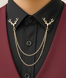 preiswerte -Weihnachtskragennadeln aus Legierung für Herren – elegante Rentier-Designs mit Goldketten, perfekt für Feiertagspartys, festliche Veranstaltungen und Winterfeste