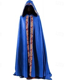 abordables -Punk & Gothique Médiéval Renaissance Manteau Vêtements d'extérieur Sorcière Couleur Unie Déguisement Homme Viking Fantaisie Royal Soirée Adulte Manteau