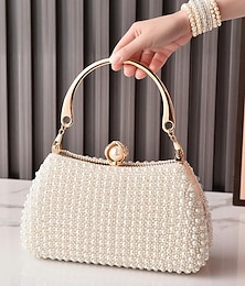 abordables -Pochette de soirée en perles pour femme avec poignée dorée, sac à main élégant pour mariage, cocktail et événements formels – disponible en plusieurs couleurs