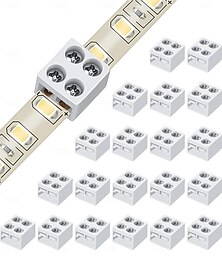 cheap -10 Pack 20 Pack LED Connector 2 Pin 8mm 10mm Solderless LED Tape Light Connector White LED Strip Light Connectors with Screwdriver Strip to Strip for 5V 12V 24V Single Color LED Light Strip