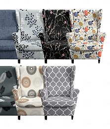 levne -strečový potah na křeslo s opěradlem, polyesterový potah na křeslo s květinovým / pruhovaným / geometrickým potiskem, odnímatelný dekorativní chránič nábytku