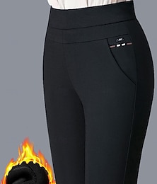 baratos -Mulheres Leggings Roupa de rua Simples Casual Mimolet Cintura Alta Listrado Bolsos Imprimir Macio Exterior Confortável Micro-Elástica Ao ar livre Férias Casual / Diário Preto & Branco Preto Outono