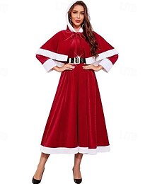 economico -Babbo Natale Mrs.Claus Abito di Natale fantasia Costumi da Babbo Natale Costumi Cosplay Per donna Natale Costume di Natale Adulti Natale Capodanno Feste Vestito Scialle Cintura