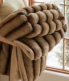 olcso -Luxus vastag nyúlszőr takaró, puha plüss takaró kanapéágyra vagy irodai szunyókálásra, meleg flanel takaró