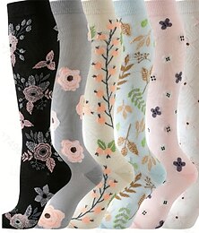 economico -Per donna Calzettoni All'aperto Quotidiano Ferie Fiore Poliestere Essenziale Classico Casual Elastico Caldo 6 Paia