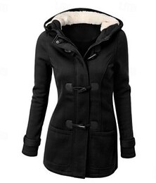 abordables -Mujer Abrigo de invierno Abajo Chaqueta con capucha Mantiene abrigado Cómodo Bolsillo Botones Casual Plano Vacaciones Ropa Cotidiana Noche Fin de semana Regular Con Capucha Ajuste regular Manga Larga
