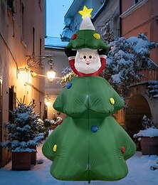 abordables -Le Père Noël se cache au sommet du sapin grâce à des lumières LED. Modèle gonflable idéal pour décorer les cours, pelouses, jardins, fêtes et autres espaces intérieurs et extérieurs. Compatible avec