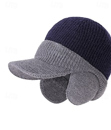 halpa -Miesten Sukupuolineutraali Talvihatut Neulo hattu Talvipipo Talvi pipo hattu Musta Laivaston sininen Polyesteri Kudottu Kodikas Arki-asut Bile Väripalikka Lämmin