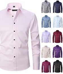 billiga -Herr Skjorta Icke-järnskjorta Smokingskjortor Slät Formell Bröllop Svart Vit Rosa Vin Långärmad Kavajslag Vår & Höst Alla årstider Kläder
