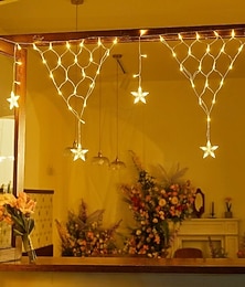 levne -Vánoční záclonové světýlka trojúhelníkové tvaru rybářské sítě, vílí světýlka 4m 196LED venkovní vodotěsné lucerny Vánoce Nový rok svatební večírek domácí ložnice balkon zahrada hvězdná dekorace světlo