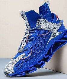 preiswerte -Blaue futuristische Laufsneaker für Herren mit Mesh-Obermaterial und stoßdämpfender Sohle, leichte Sportschuhe für Sport, Fitnessstudio und Streetwear-Mode