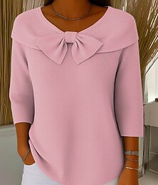 お買い得  -女性用 ニット エレガント カジュアル ソフト ピュアカラー リブ ボートネック ニット 長袖 レギュラートップス ニット アウトドア 日常 週末 ブラック ピンク 春 秋
