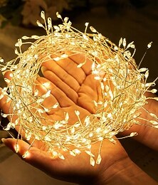 ieftine -ghirlandă luminoasă de Crăciun cu telecomandă 3m 100leds 6m 200leds lumini de artificii 8 moduri de iluminare Anul Nou nuntă sărbătoare grădină decorațiuni brad de Crăciun iluminat interior și