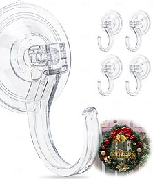 preiswerte -4 Stück Saugnapf-Kranzhaken – robust, Tragkraft bis zu 8,2 kg, 4,6 cm große Haken, ideal für Halloween- und Weihnachtskränze, kein Werkzeug erforderlich, beschädigt Glastüren und Fenster nicht.