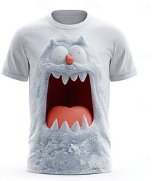 baratos -Homens Gato 3D impressão 3D Camiseta Manga Curta Camiseta Impressão 3D Gola Redonda Camisa Exagerado Designer Festa Diário Feriado Branco Verão Primavera Todas as Estações Roupa S M L XL XXL XXXL