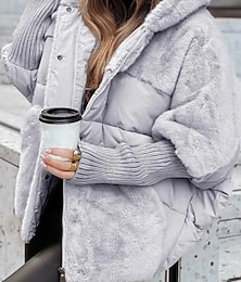 billiga -Dam Vinterkappa Hoodiejacka Håller värmen Bekväm Lappverk Dragkedja Ledigt Färgblock Semester Dagliga kläder Utekväll Helgen Normal Huva Lös passning Långärmad Ytterkläder Svart Kaki Aprikos Höst