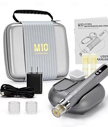 levne -Bezdrátové Hydra Pen M10 s modrou/červenou LED světelnou terapií, derma pero s nastavitelnou mikrojehlou pro péči o pleť