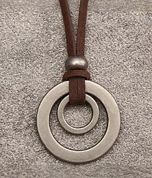 levne -Pánský nastavitelný kožený náhrdelník s dvojitým kruhovým přívěskem – vintage ležérní šperk pro každodenní nošení a outdoorový styl