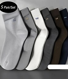 halpa -Miesten 5 Parit Monipakkaus Sukat Juoksusukat Vapaa-ajan sukat Musta Valkoinen Väri Kirjain Loma Urheilu ja ulkoilu Päivittäin Perus Keskipaksu Kevät Syksy Muoti Vapaa-aika