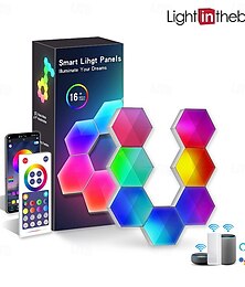 ieftine -Lumină inteligentă LED Dimmable Panou Odd Light 3/6/10 Pachete Luminile cu LED hexagonale Glow Wifi Bluetooth Alexa RGBIC Lampa de perete inteligentă Lampa de noapte Control de la distanță APP