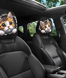 olcso -2 db aranyos állatos autós fejtámla huzat - kétoldalas nyomtatott dizájn, rugalmas, töltetlen illeszkedésű autósülés-védők, karcálló fejtámla dekoráció autókhoz, teherautókhoz, terepjárókhoz -