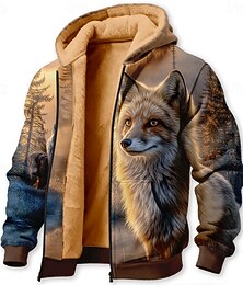 economico -Per uomo Volpe Pile Felpa con Cappuccio Giacca di pelle Felpa Classico Militare Da caccia Manica Lunga Girocollo All'aperto Campeggio Blu 1 Nero Blu Marrone Verde Con zip Autunno Inverno progettista
