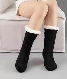abordables -Chaussettes d'hiver épaisses et moelleuses, chaussettes d'intérieur chaudes et antidérapantes pour hommes et femmes, chaussettes d'intérieur confortables en flanelle mi-mollet