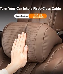 baratos -Almofada de encosto de cabeça de carro em couro sintético - suporte de pescoço ultramacio ergonômico com pressão zero, design respirável para todas as estações, adequado para a maioria dos veículos,