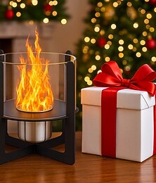 abordables -Cheminée de table en verre de grande taille, foyer portable au bioéthanol à combustion propre, sans conduit, pour fêtes en intérieur et en extérieur sur la terrasse