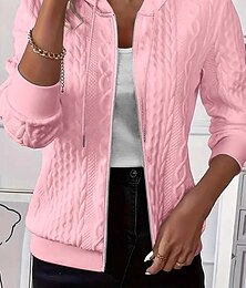 economico -Per donna Camicia Cerniera Tinta unica Grafico Elegante Vintage Carino Manica Lunga Con Cappuccio Top Regolari Quotidiano Lavoro Ferie Blu Bianco Rosa Arancione Primavera Autunno Inverno Primavera