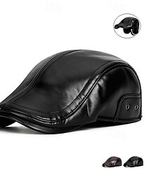 halpa -Miesten Korvaläppähattu Talvihattu Matala lippis Talvihatut Talven lämmin lippalakki Musta Kahvi PU-nahka Fleece Muoti Moderni nykyaikainen Arki-asut Deitti Yksivärinen / yksivärinen Pidä lämpimän