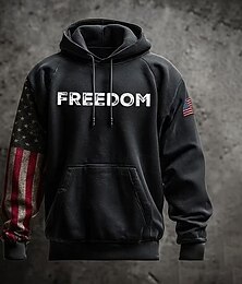 abordables -Homme Drapeau Américain FREEDOM Sweat à capuche Mode street style Vintage Rétro manche longue À capuche Vacances Soirée Vêtements de rue Festival Noir Impression Automne Hiver Designer S M L XL 2XL