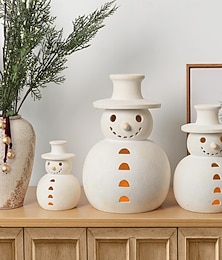 abordables -Figurines de bonhomme de neige en terre cuite faites à la main - 1 paquet de résine d'argile blanche, décoration d'hiver, décoration rustique unique pour la maison, la table, la salle, la ferme, la