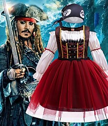 Недорогие -Пираты Карибского моря, пиратское платье, шляпа, костюм, приключенческий фильм, косплей, косплей для девочек, детский карнавал на Хэллоуин, Всемирный день книги, выступление, образовательная одежда,