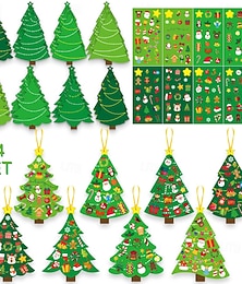 olcso -72 darabos karácsonyfa barkácskészlet - készítsd el saját ünnepi üdvözlőlapjaidat matricákkal, 24 kártyát, 24 matricalapot és 24 arany szalagot tartalmaz, tökéletes karácsonyi bulikra és családi