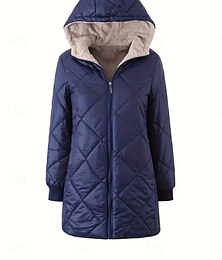 preiswerte -Damen Sherpa-Jacke Bequem Atmungsaktiv Reißverschluss Tasche Lässig Einfach Urlaub Straße Lässig Alltagskleidung Reisverschluss Regulär Mit Kapuze Normale Passform Langarm Oberbekleidung Marineblau