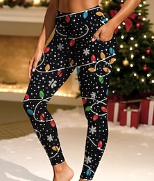 levne -Vánoce Dámské legíny na pilates Fitness kalhoty Legíny na cvičení Kapsy Kolkovné Boční kapsy Pilates Tělocvična Cvičení v tělocvičně Kalhoty Cyklistické kalhoty Legíny Vánoce Černá Tmavě červen