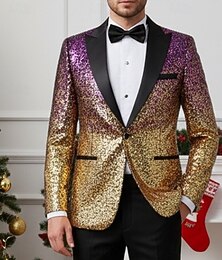 preiswerte -Weihnachtsfeier-Anzug Jacke Blazer Herren Disko Lustig Pailletten Muster Festkleidung Erwachsene Weihnachten Neujahr Party & Abend Retro-Mottoparty Mantel
