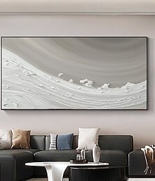 abordables -Peinture à l'huile artisanale représentant une vague grise et blanche, art mural moderne, peinture à l'huile abstraite moderne, paysage marin, décoration intérieure, toile roulée