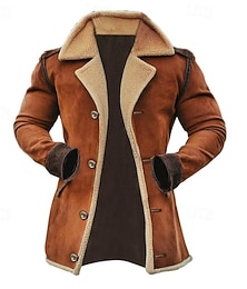 economico -Per uomo Giacca in finta pelle scamosciata Cappotto di montone Giacca in Pile Giacca a vento Casual Quotidiano Giacca a Vento Tasca Colletto in pile Inverno Primavera & Autunno Tinta unica Vintage