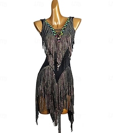 abordables -Danse Latine Robe Épissage Cristaux / Strass Femmes Performance Entraînement Sans manches Haut Spandex