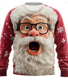 Недорогие -Уродливый рождественский свитер Муж. Мультипликация Дед Мороз С принтом Пуловер Свитер Вязаная одежда "Круглый вырез ""под горло""" На каждый день Отпуск Повседневные фестиваль Сохраняет тепло