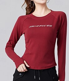 halpa -Naisten Juoksupaita Kuntosali paita Urheilullinen toppi Pitkähihainen Topit Urheilu- ja treenivaatteet Syksy Yhtenäinen Puuvilla Pehmeä Lämmin Hengittävä Kuntosali Vaellus Treenata Urheiluasut