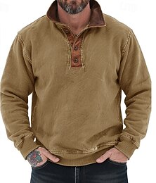 economico -Per uomo Maglia Maglione Felpa con cappuccio abbottonata Nero Verde militare Blu marino Blu Marrone Colletto Mao Semplice Patchwork Blocco di colore Sport & Outdoor Casuale Quotidiano Streetwear Cool