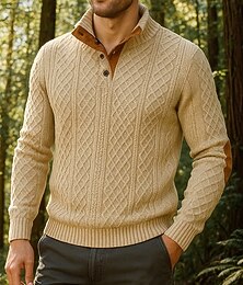 olcso -Férfi Túratető Henley pulóver Hosszú ujj Állógallér Felsők Külső Melegen tartani Tél Poliészter Fekete Fehér Zöld Edzés Utazás Futás