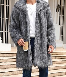 Χαμηλού Κόστους -Ανδρικά Χειμωνιάτικα μπουφάν Παλτό Faux Fur Διακοπές Καθημερινά Διατηρείτε Ζεστό Φλις Φθινόπωρο Χειμώνας Σκέτο Μοντέρνα Κομψό στυλ street Πέτο Μακρύ Κάμελ Σκούρο γκρι Μαύρο Λευκό Κίτρινο Σακάκια