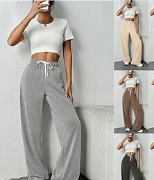 economico -Per donna Pantaloni da tuta Chinos Vacanza Moda Streetwear Lunghezza intera Vita Alta Semplice Tasca Fascia Elastica Comodo Morbido Confortevole Elasticizzato All'aperto Streetwear Nero Marrone Beige